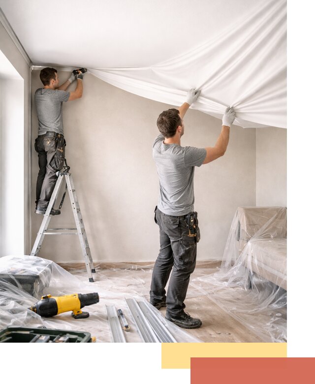 Монтаж тканевого натяжного потолка в Кизляре недорого и быстро