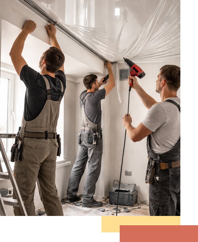 Монтаж глянцевого натяжного потолка в Кизляре быстро и качественно