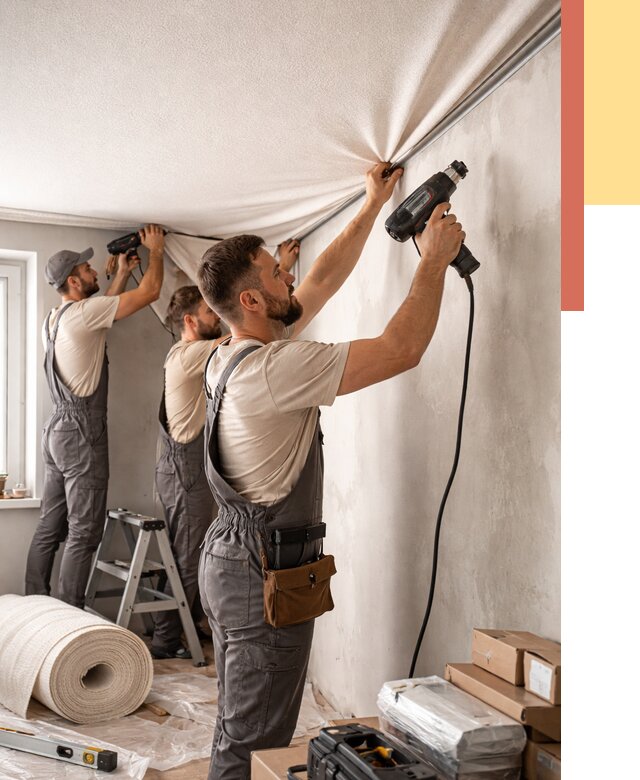 Монтаж фактурного натяжного потолка в Кизляре от 762 руб. — ОТДЕЛОЧНИК-Кзр