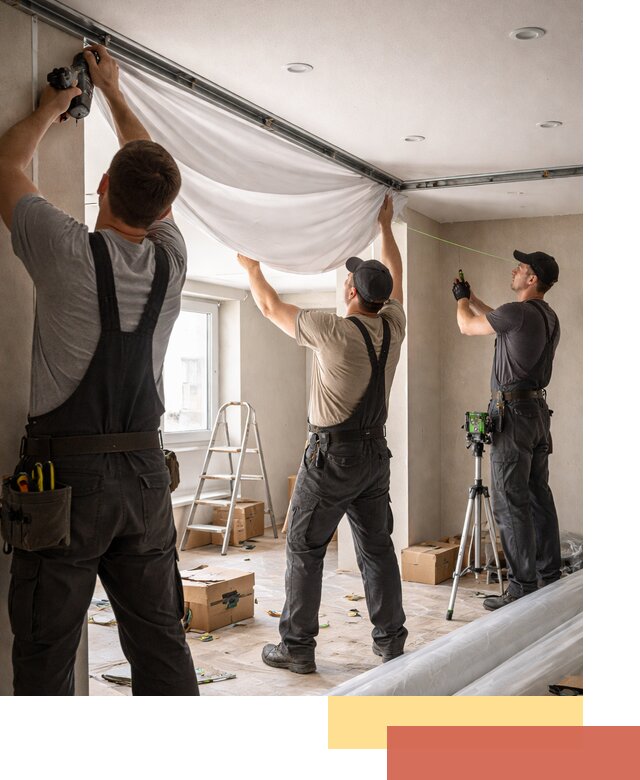 Монтаж парящего натяжного потолка под ключ в Кизляре