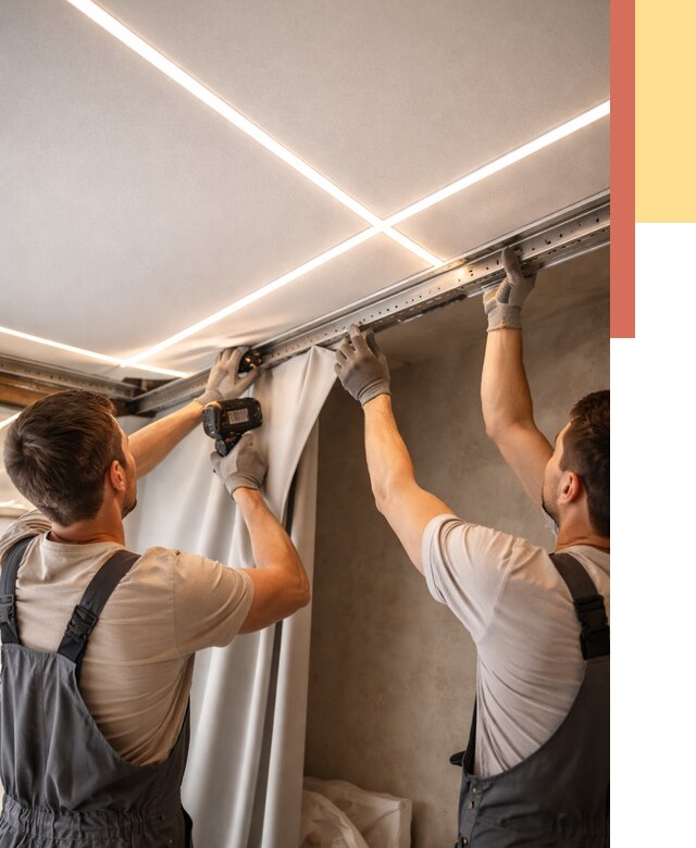 Монтаж натяжного потолка со световыми линиями в Кизляре от 1219 руб. | ОТДЕЛОЧНИК-Кзр