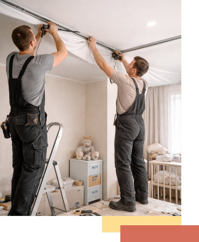 Монтаж натяжного потолка в детской комнате в Кизляре