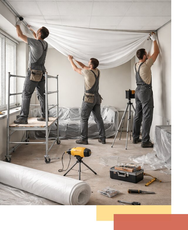 Монтаж натяжного потолка в офисе в Кизляре