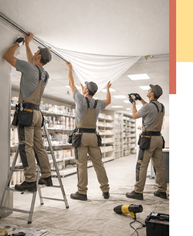 Монтаж натяжного потолка в магазине в Кизляре от 4572 руб. быстро и недорого | ОТДЕЛОЧНИК-Кзр