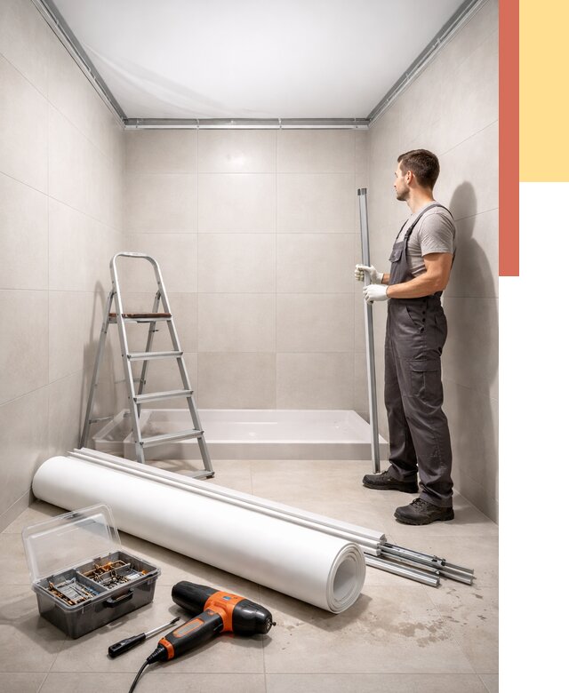 Монтаж натяжного потолка в санузле в Кизляре от 1880 руб. — ОТДЕЛОЧНИК-Кзр