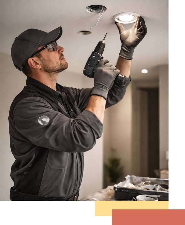 Установка точечных светильников в натяжной потолок в Кизляре