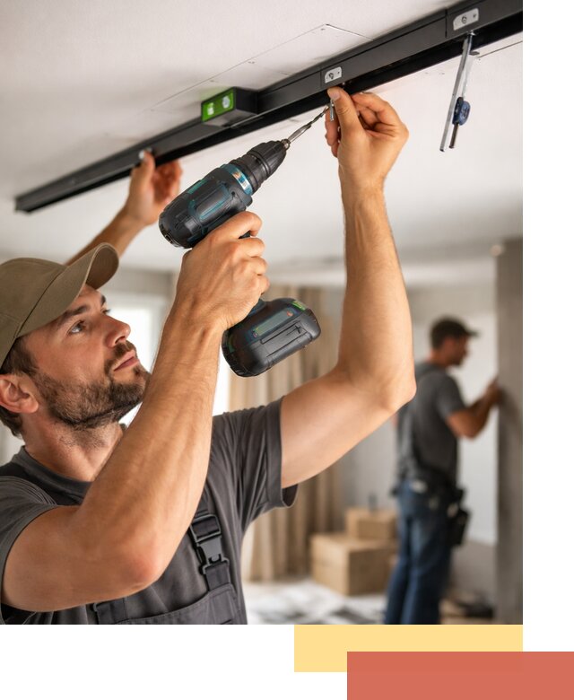 Установка трековых светильников в натяжной потолок в Кизляре