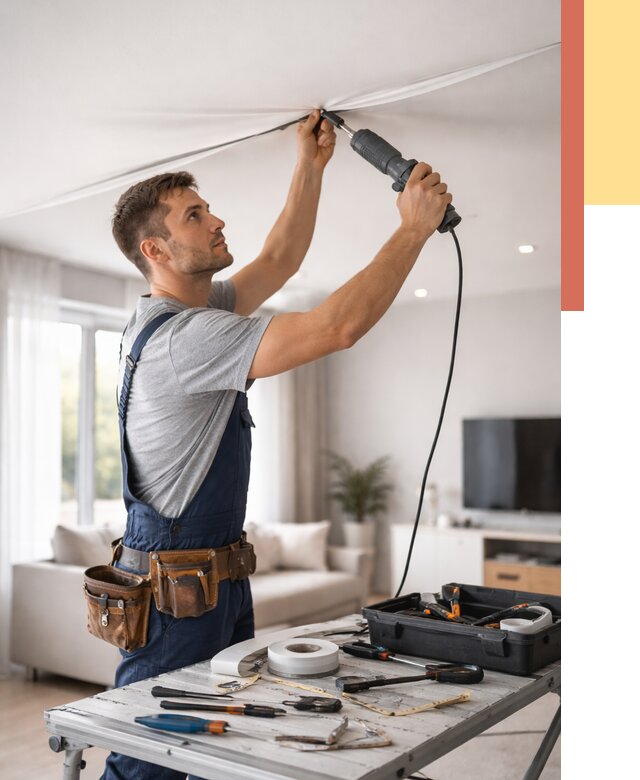 Ремонт натяжных потолков в Кизляре от 9653 руб. под ключ — ОТДЕЛОЧНИК-Кзр