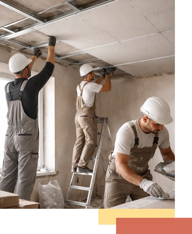 Одноуровневый потолок из гипсокартона в Кизляре — монтаж и отделка