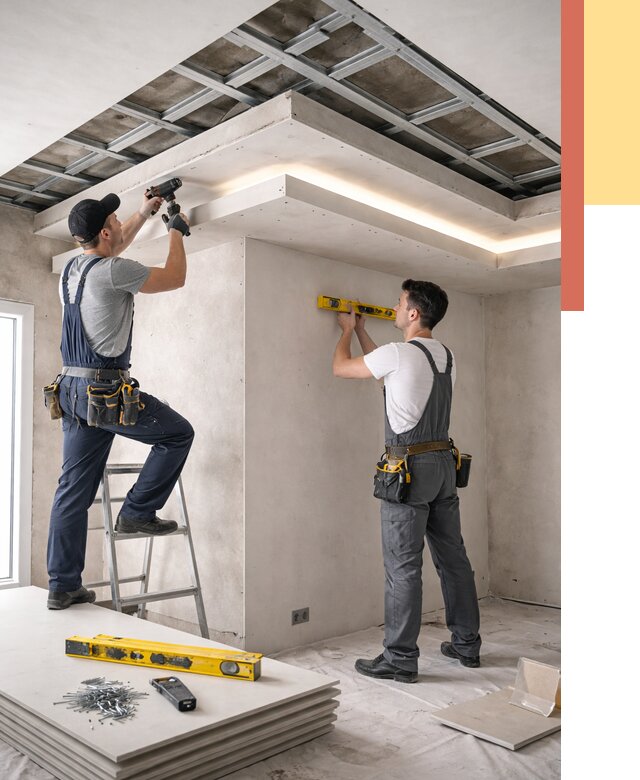 Двухуровневый потолок из гипсокартона в Кизляре от 1473 руб. под ключ | ОТДЕЛОЧНИК-Кзр