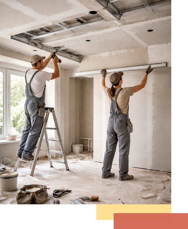 Монтаж многоуровневого потолка из гипсокартона в Кизляре