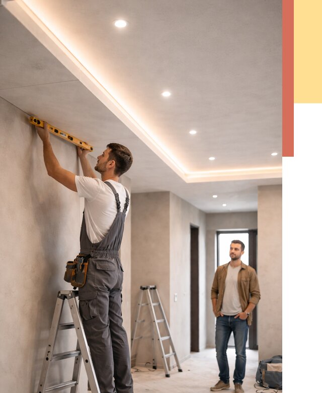 Потолок из гипсокартона с подсветкой в Кизляре от 762 руб./м2 под ключ | ОТДЕЛОЧНИК-Кзр