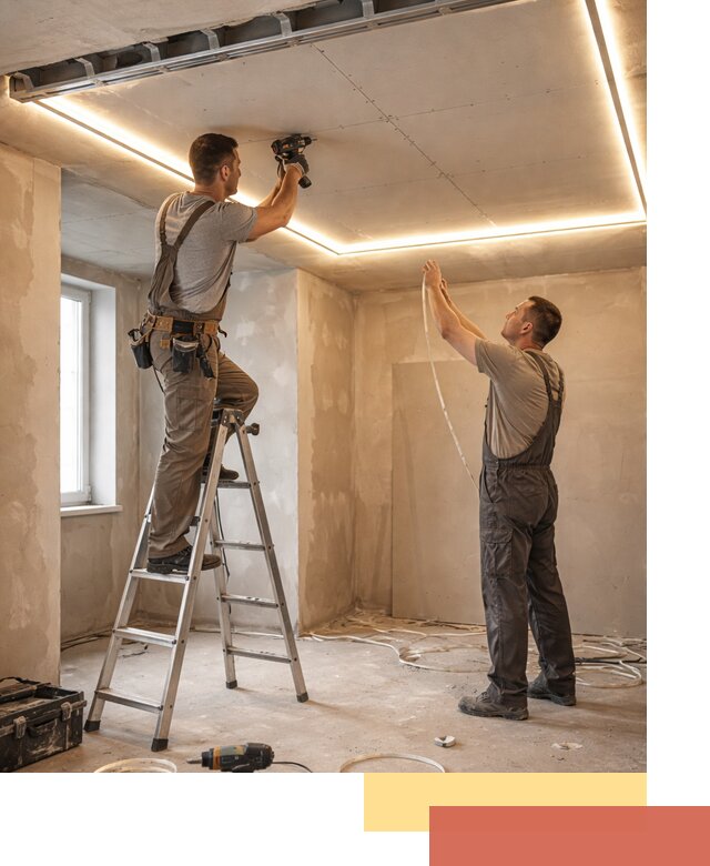 Потолок из гипсокартона с подсветкой в Кизляре