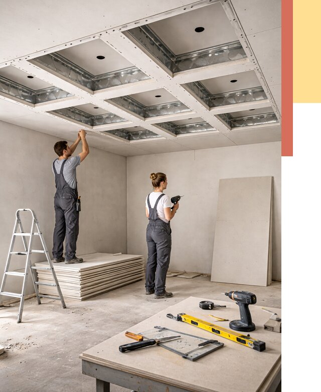 Кессонный потолок из гипсокартона в Кизляре от 1880 руб. — монтаж и под ключ | ОТДЕЛОЧНИК-Кзр