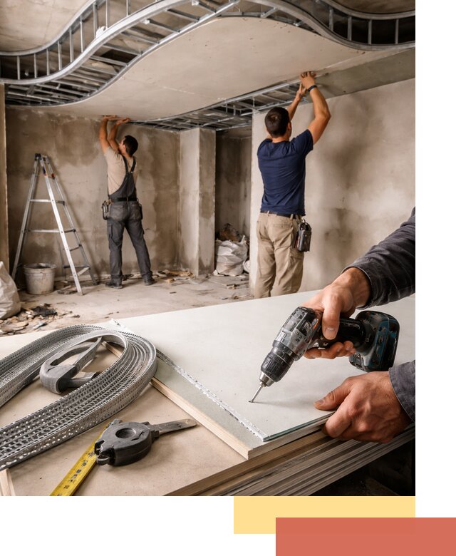 Криволинейный потолок из гипсокартона в Кизляре — монтаж и отделка