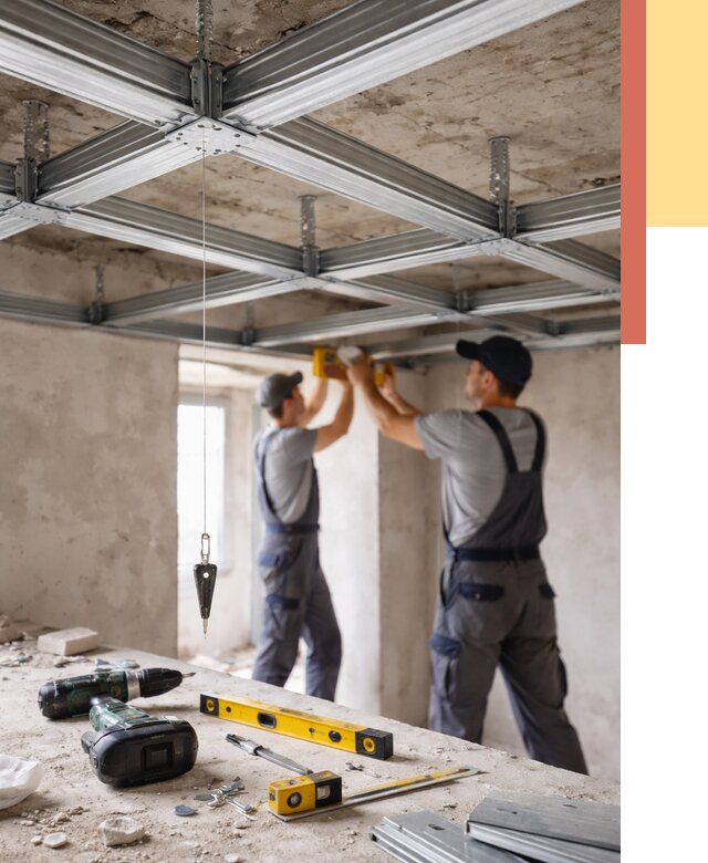 Монтаж каркаса потолка из профиля в Кизляре от 4572 руб. — услуги ОТДЕЛОЧНИК-Кзр