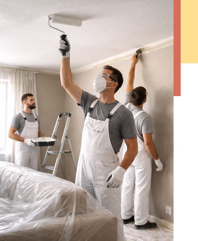 Покраска потолка водоэмельсионной краской в Кизляре от 2235 руб/м² — услуги под ключ | ОТДЕЛОЧНИК-Кзр