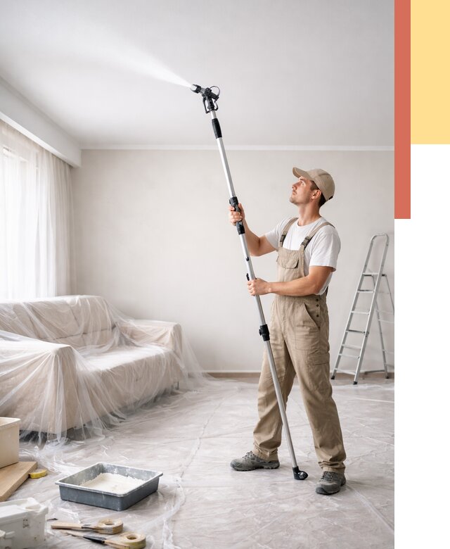 Покраска потолка краскопультом в Кизляре от 4572 руб. быстро и недорого | ОТДЕЛОЧНИК-Кзр