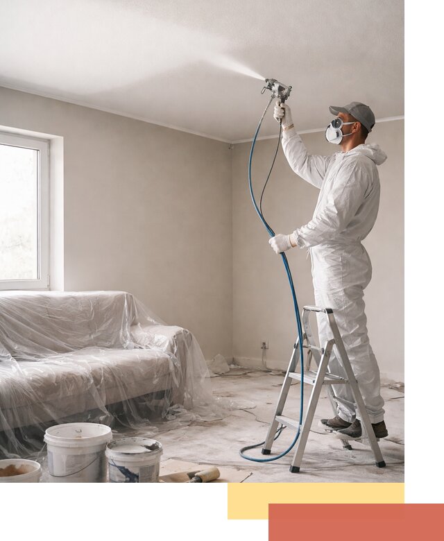 Покраска потолка краскопультом в Кизляре быстро и качественно